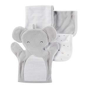 Baby Carter's 4-pc. Elephant Hand Mitt & Patterned Wash Cloth Set