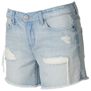 Juniors' Mudd® Fray Hem Ripped Midi Shorts