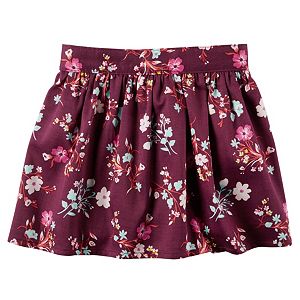 Girls 4-8 Carter's Maroon Floral Woven Skirt