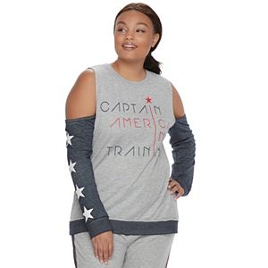 Juniors' Plus Size Marvel Hero Elite Captain America Cold-Shoulder Top by Her Universe