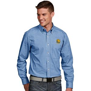 Men's Antigua Golden State Warriors Associate Plaid Button-Down Shirt