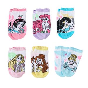 Disney Princess Girls 4-12 6-pk. No-Show Socks