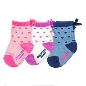 Baby Girl / Toddler Girl OshKosh B'gosh® 3-pk. Heart & Ribbon Crew Socks
