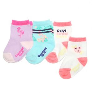Girls 4-7 OshKosh B'gosh® 3-pk. Flamingo & Floral Crew Socks
