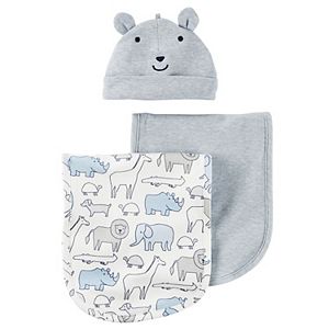 Baby Boy Carter's Animal Hat & Burp Cloth Set
