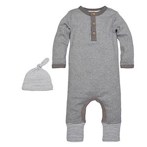 Baby Boy Burt's Bees Baby Organic Henley Coverall & Hat Set