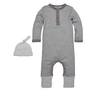 Baby Boy Burt's Bees Baby Organic Henley Coverall & Hat Set