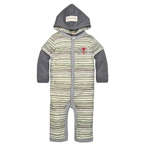 Baby Boy Burt's Bees Baby Organic Striped Hooded Coverall