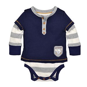 Baby Boy Burt's Bees Baby Organic Henley Mock-Layer Bodysuit