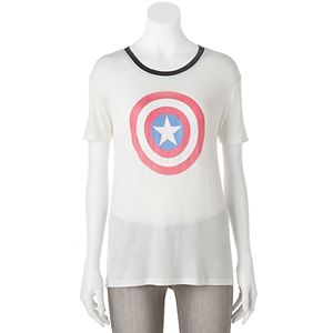 Juniors' Marvel Captain America Shield Graphic Tee