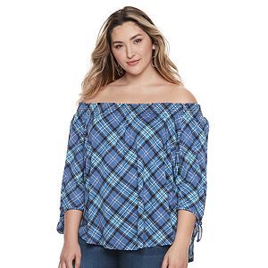 Plus Size French Laundry Smocked Off-the-Shoulder Peasant Top