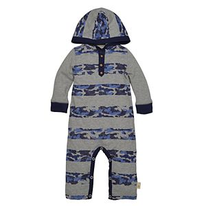 Baby Boy Burt's Bees Baby Organic Striped Camouflage Hooded Coverall