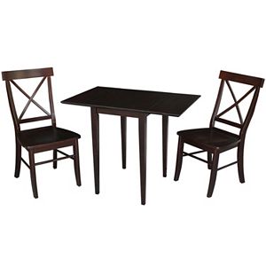 International Concepts Wood Dual Drop Leaf Dining Table & Chair 3-piece Set