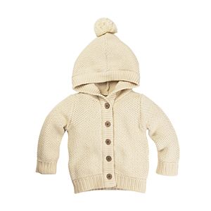 Baby Boy Burt's Bees Baby Organic Hooded Knit Cardigan