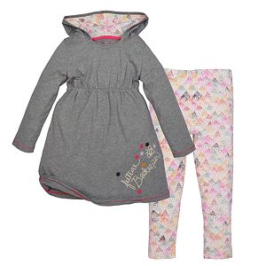 Baby Girl Burt's Bees Baby Hooded Dress & Speckled Leggings Set