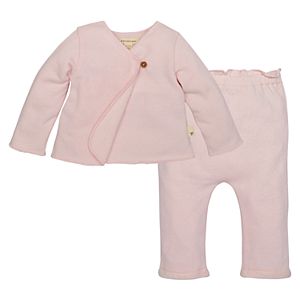 Baby Girl Burt's Bees Baby Organic Pique Kimono Top & Pants Set