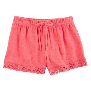 Girls 4-8 Carter's Lace-Hem Gauze Shorts