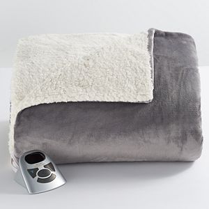 Biddeford Heated Velour Sherpa Fleece Blanket