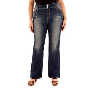 Juniors' Wallflower Curvy Faded Bootcut Jeans
