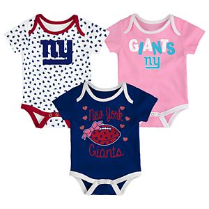 Baby New York Giants Heart Fan 3-Pack Bodysuit Set