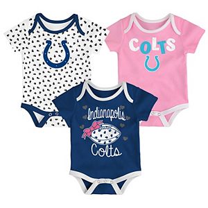Baby Indianapolis Colts Heart Fan 3-Pack Bodysuit Set