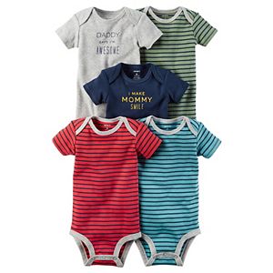 Baby Boy Carter's 5-pk. Short Sleeve Mommy & Daddy Striped Bodysuits