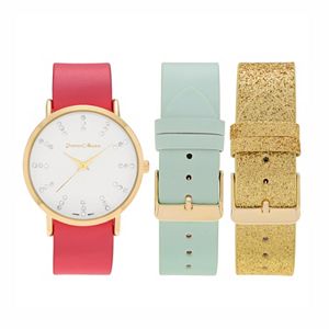 Journee Collection Women's Crystal Watch & Interchangeable Band Set