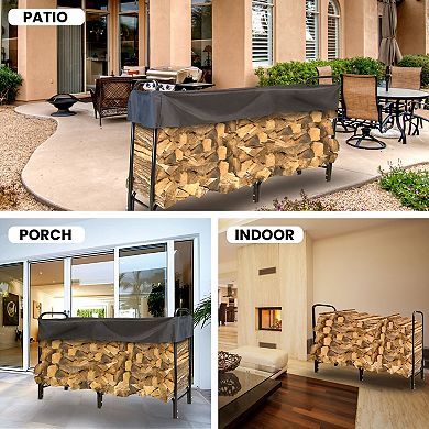 Navarro 8-ft. Outdoor Log Rack & Top Cover 2-piece Set 