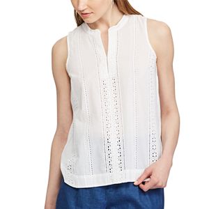Women's Chaps Eyelet Splitneck Tank