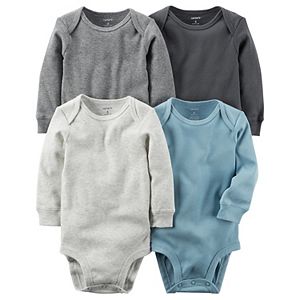 Baby Boy Carter's 4-pk. Solid Long Sleeve Bodysuits