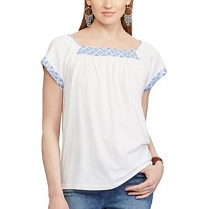 Women's Chaps Embroidered Squareneck Top