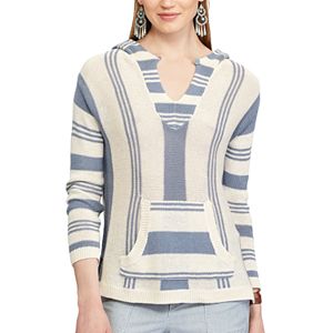 Women's Chaps Striped Linen Blend Hoodie