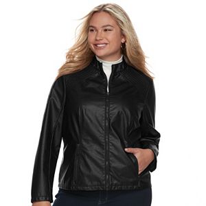 Juniors' Plus Size J-2 Faux-Leather Jacket