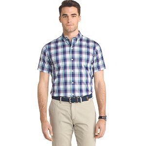 Men's IZOD Advantage Classic-Fit Plaid Stretch Performance Button-Down Shirt