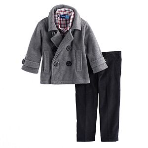 Baby Boy Great Guy Fleece Peacoat Jacket, Shirt & Pants Set