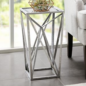Madison Park Mirrored Silver Finish End Table