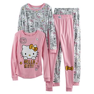 Girls 4-10 Hello Kitty® 4-pc. Long Sleeve Tops & Bottoms Pajama Set