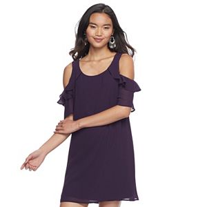 Juniors' Speechless Cold Shoulder Shift Dress