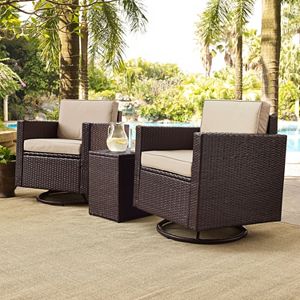 Crosley Furniture Palm Harbor Patio Swivel Chair & End Table 3-piece Set
