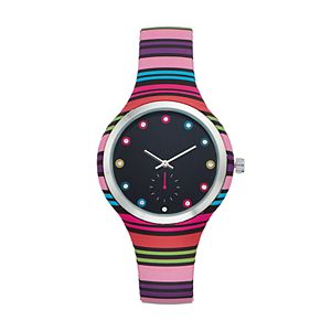 Women's Crystal Accent Striped Watch