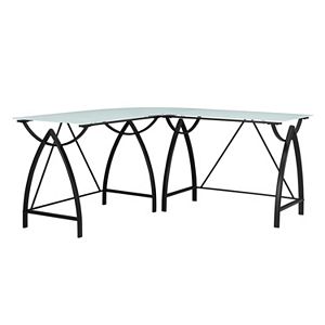 Altra Lacklan Glass Top L-Shaped Desk