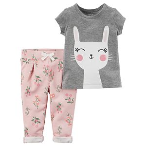 Baby Girl Carter's Bunny Tee & French Terry Pants Set