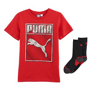 Boys 8-20 PUMA Boxed Logo Tee & Socks