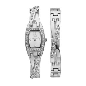 Folio Women's Crystal Half-Bangle Watch & Bracelet Set