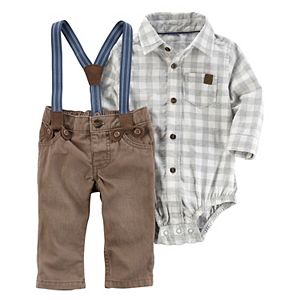 Baby Boy Carter's Checked Bodysuit & Suspender Pants Set