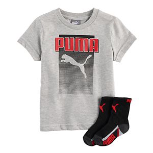 Toddler Boy PUMA Gray Graphic Tee & Socks Set