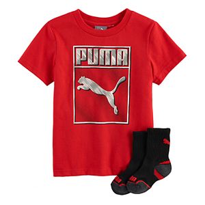 Toddler Boy PUMA Red Graphic Tee & Socks Set