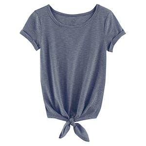 Girls 7-16 & Plus Size SO® Rolled Cuff Tie Front Tee