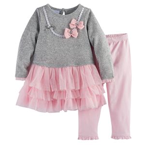 Toddler Girl Nannette Necklace Tutu Dress & Ruffled Leggings Set
