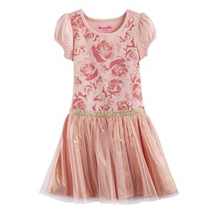 Girls 4-6x Nannette Floral Glitter Print Pleated Dress